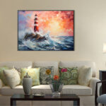 Handmade Oil Painting Canvas Wall Art Decoration Modern Abstract Lighthouse Landscape For Home Decor Rolled Frameless Unstretched Painting - Image 4